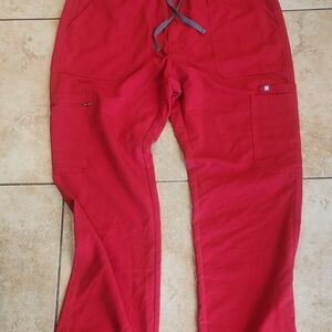 Figs Red Cargo Pants Relaxed Fit